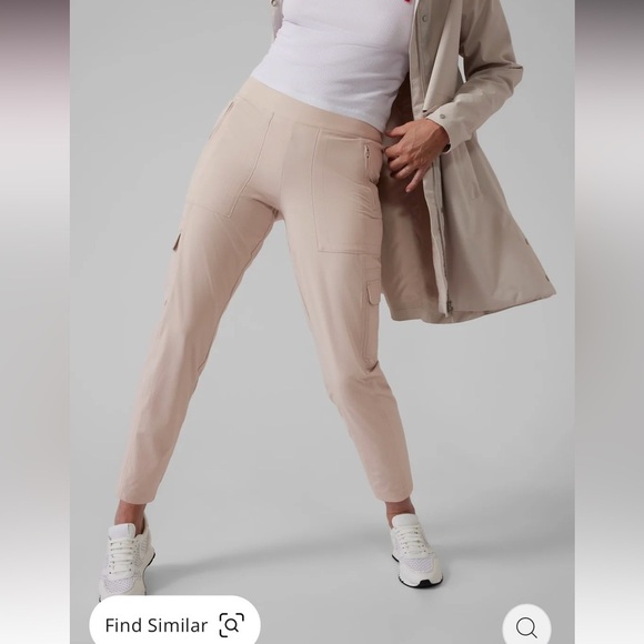 ATHLETA Chelsea Lined Utility Jogger High Rise Cargo Pant Women’s Size 12 Cream - Picture 1 of 8
